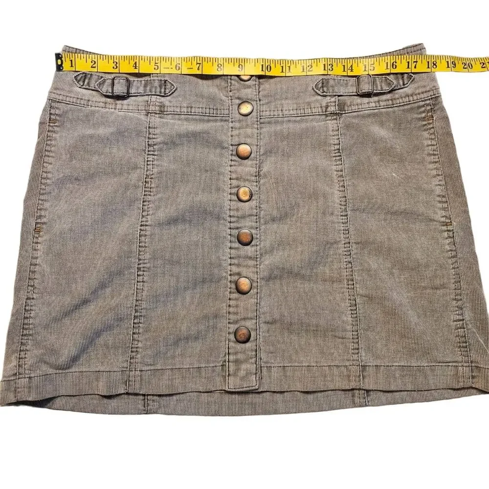 Gap Women's Corduroy Mini Skirt Tan/Brown A Line Snap Front with Pockets Size 12
